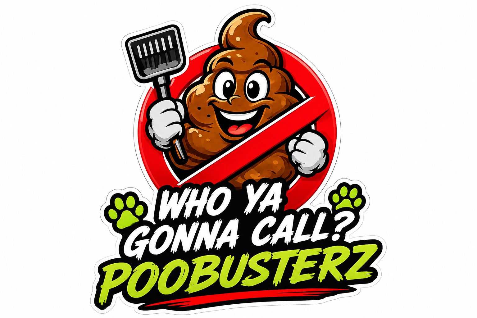 Who ya gonna call? PooBusterz logo sticker