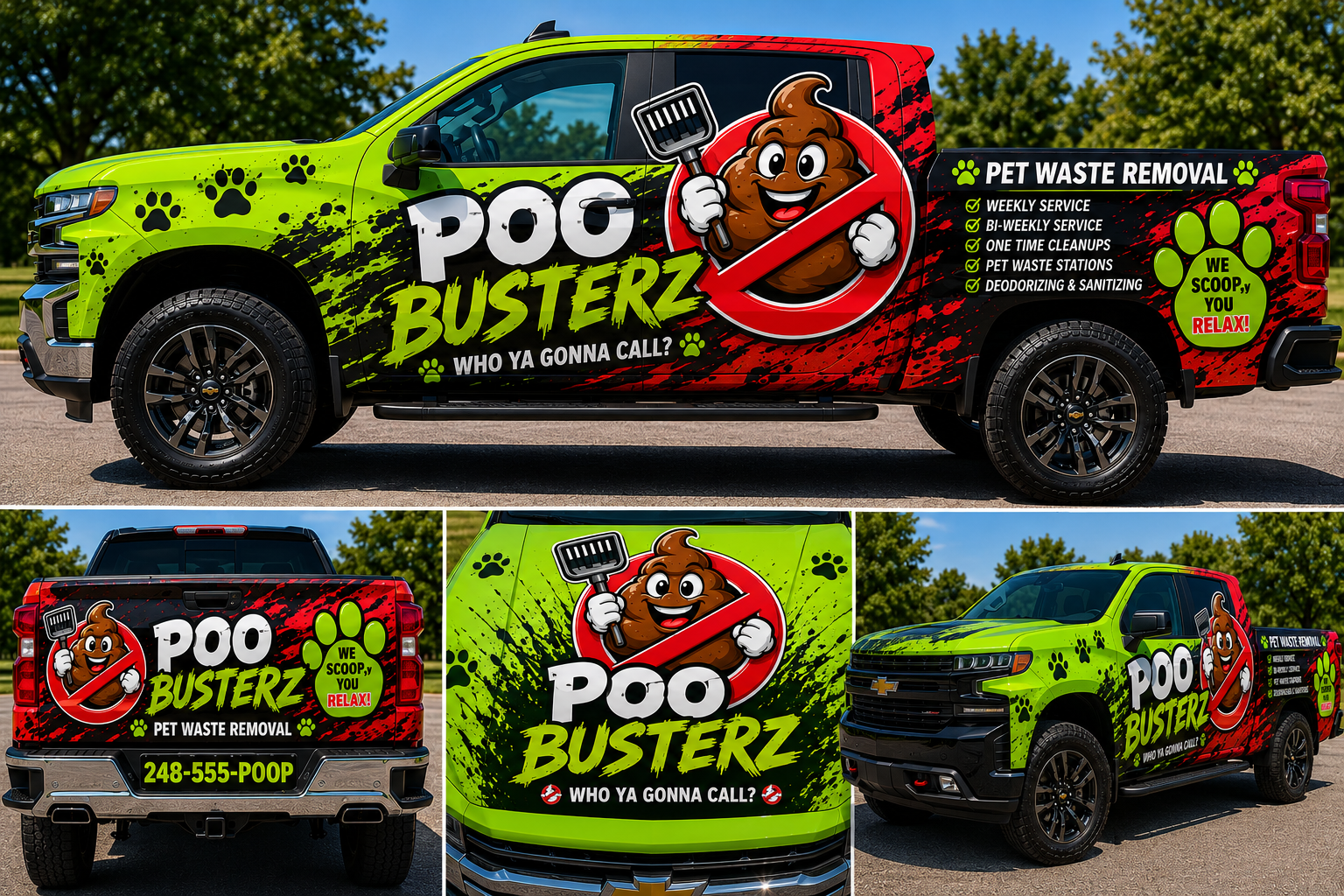 PooBusterz branded service truck wrap concept